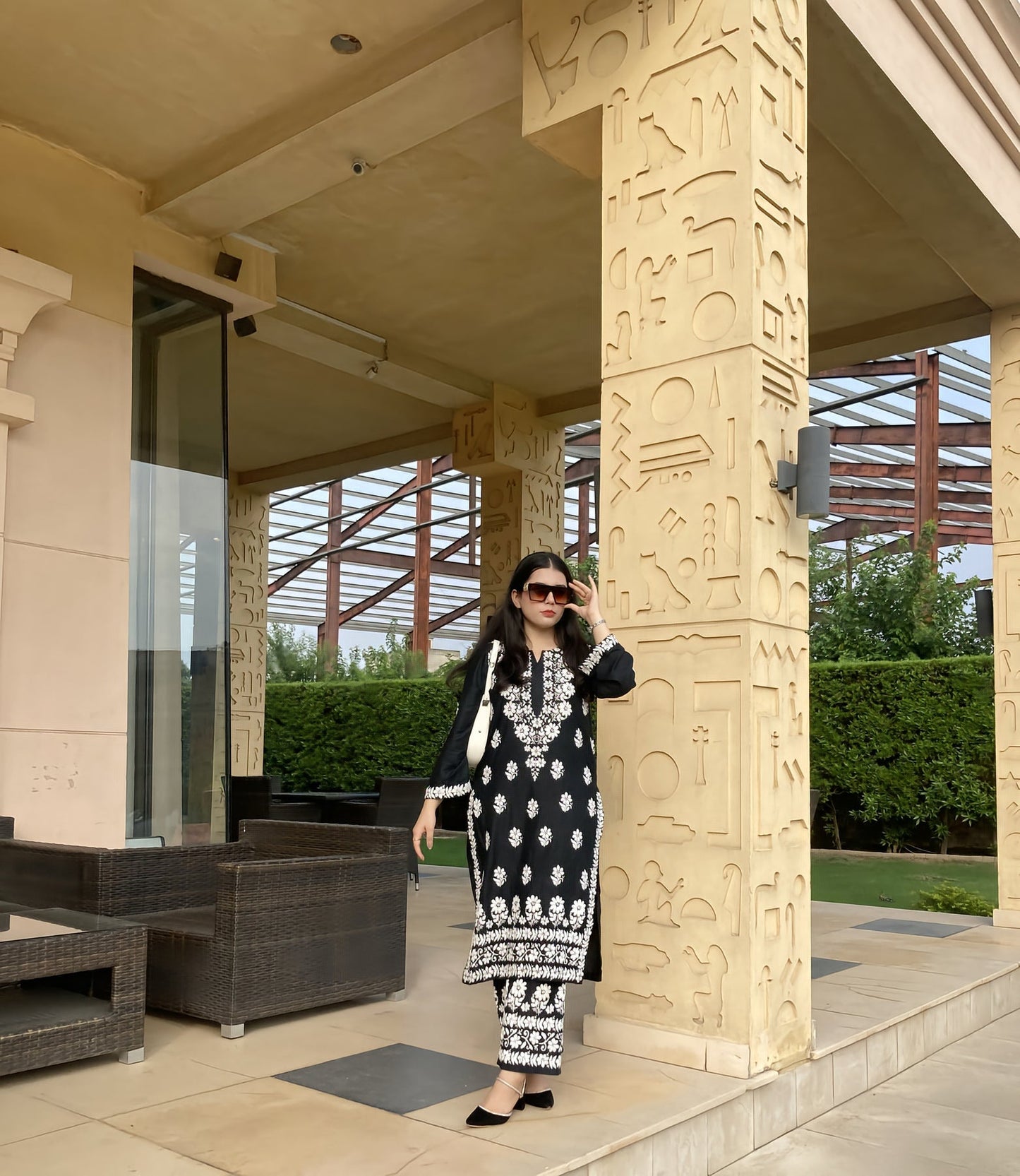 2 Pcs Women's Stitched Linen Chikankari Embroidered Shirt and Trouser