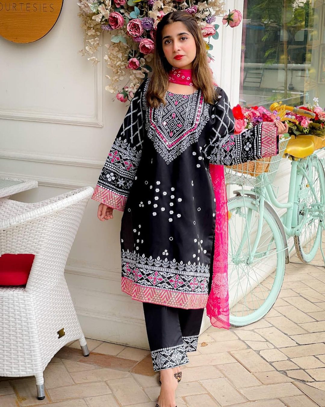 3 Pcs Women's Stitched Katan Silk Printed Suit