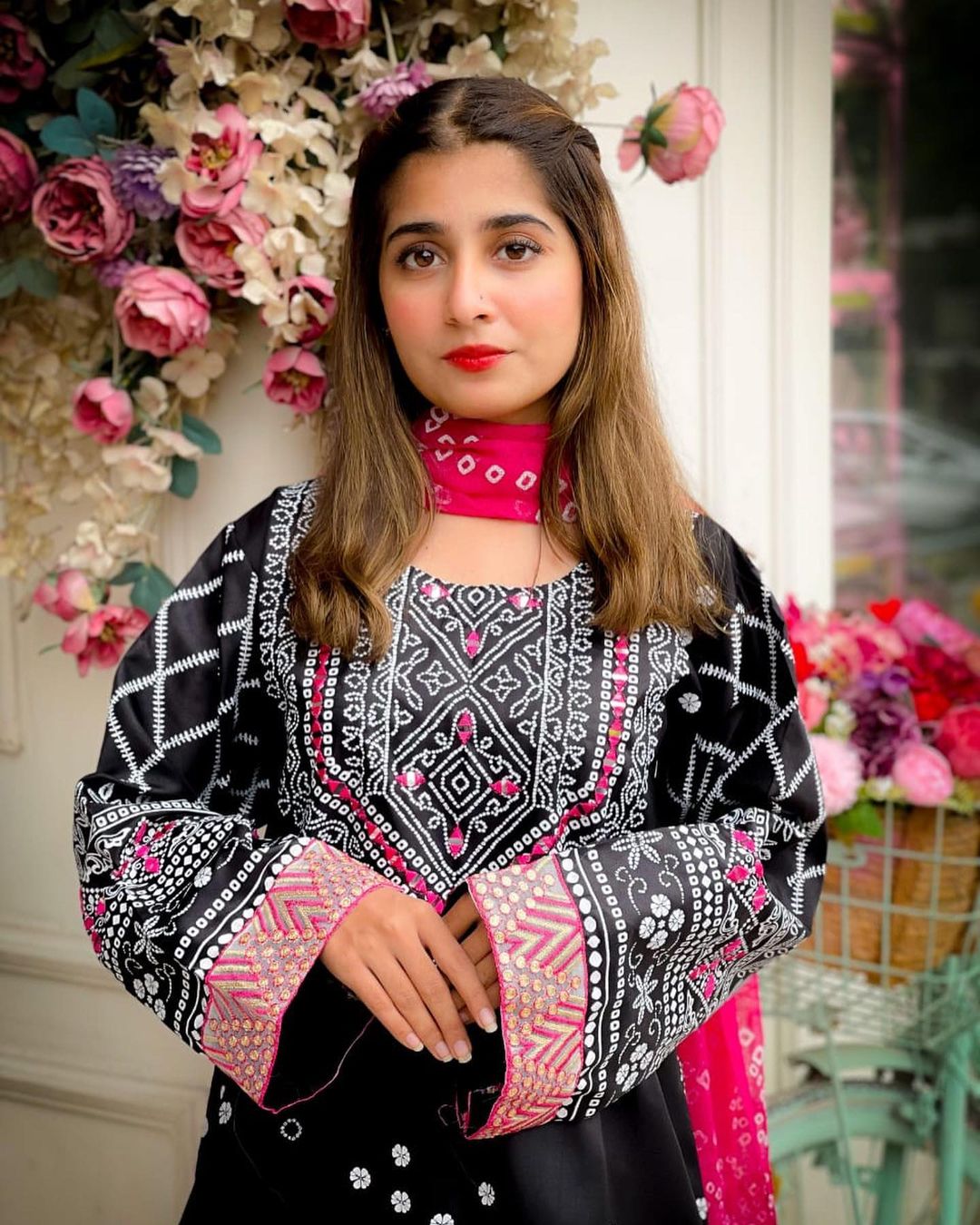 3 Pcs Women's Stitched Katan Silk Printed Suit