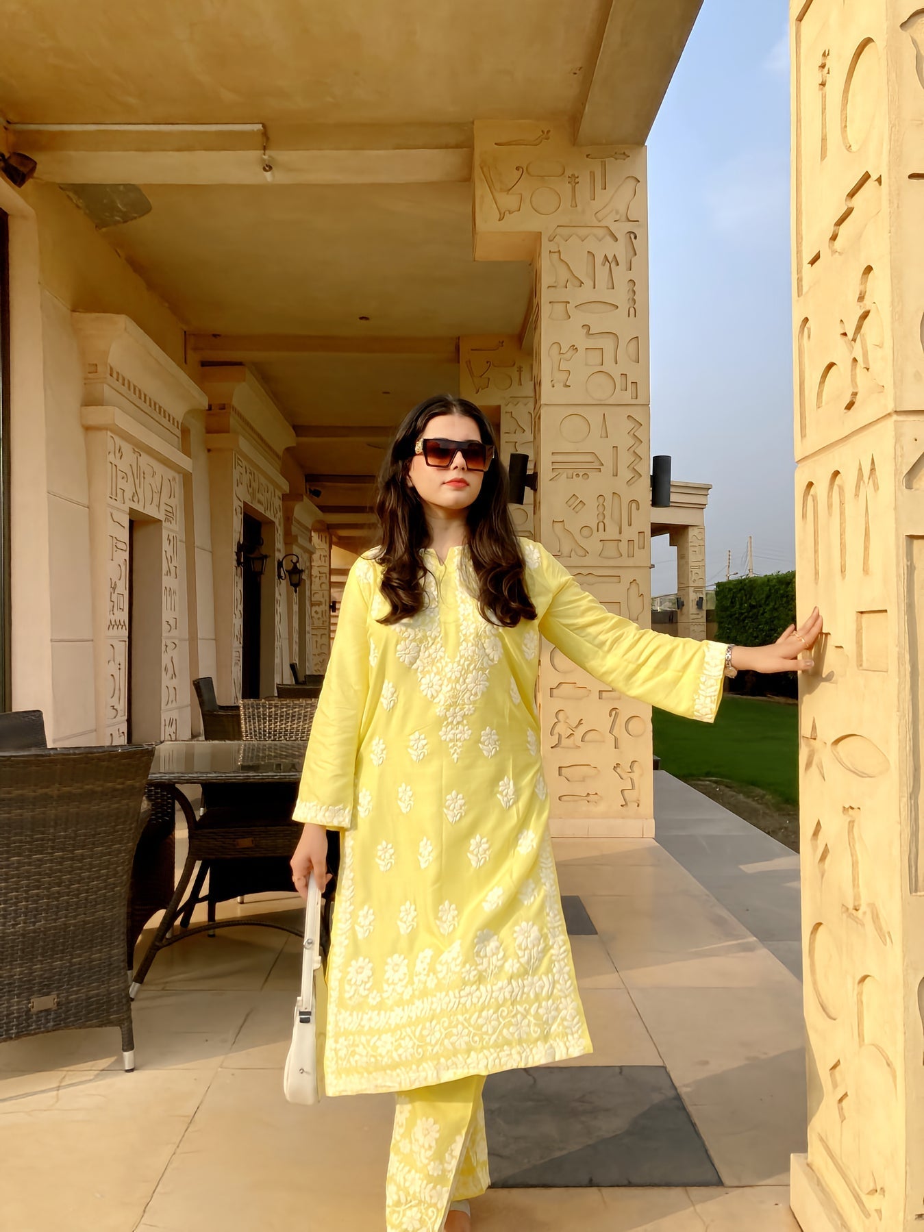 2 Pcs Women's Stitched Linen Chikankari Embroidered Shirt and Trouser