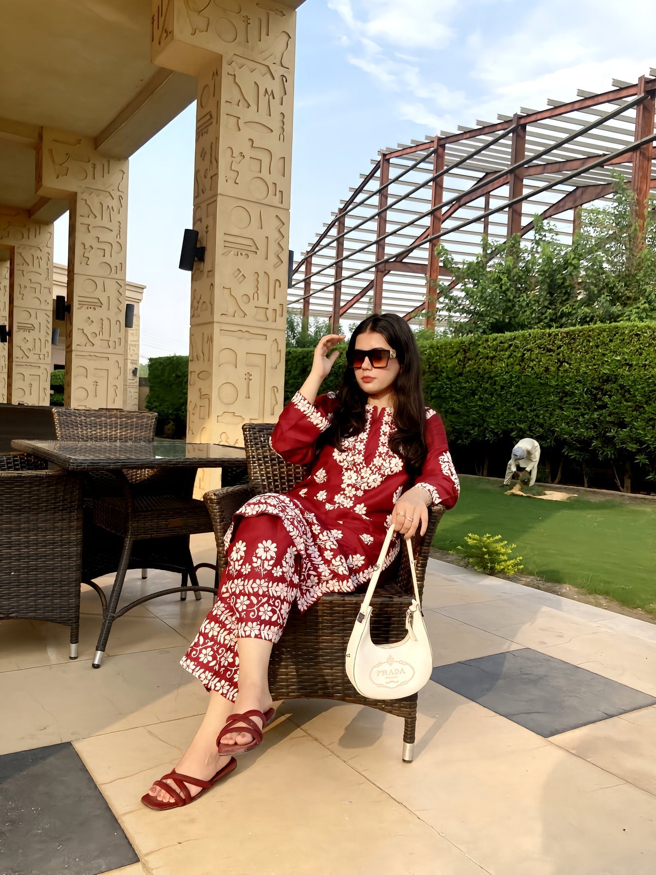 2 Pcs Women's Stitched Linen Chikankari Embroidered Shirt and Trouser