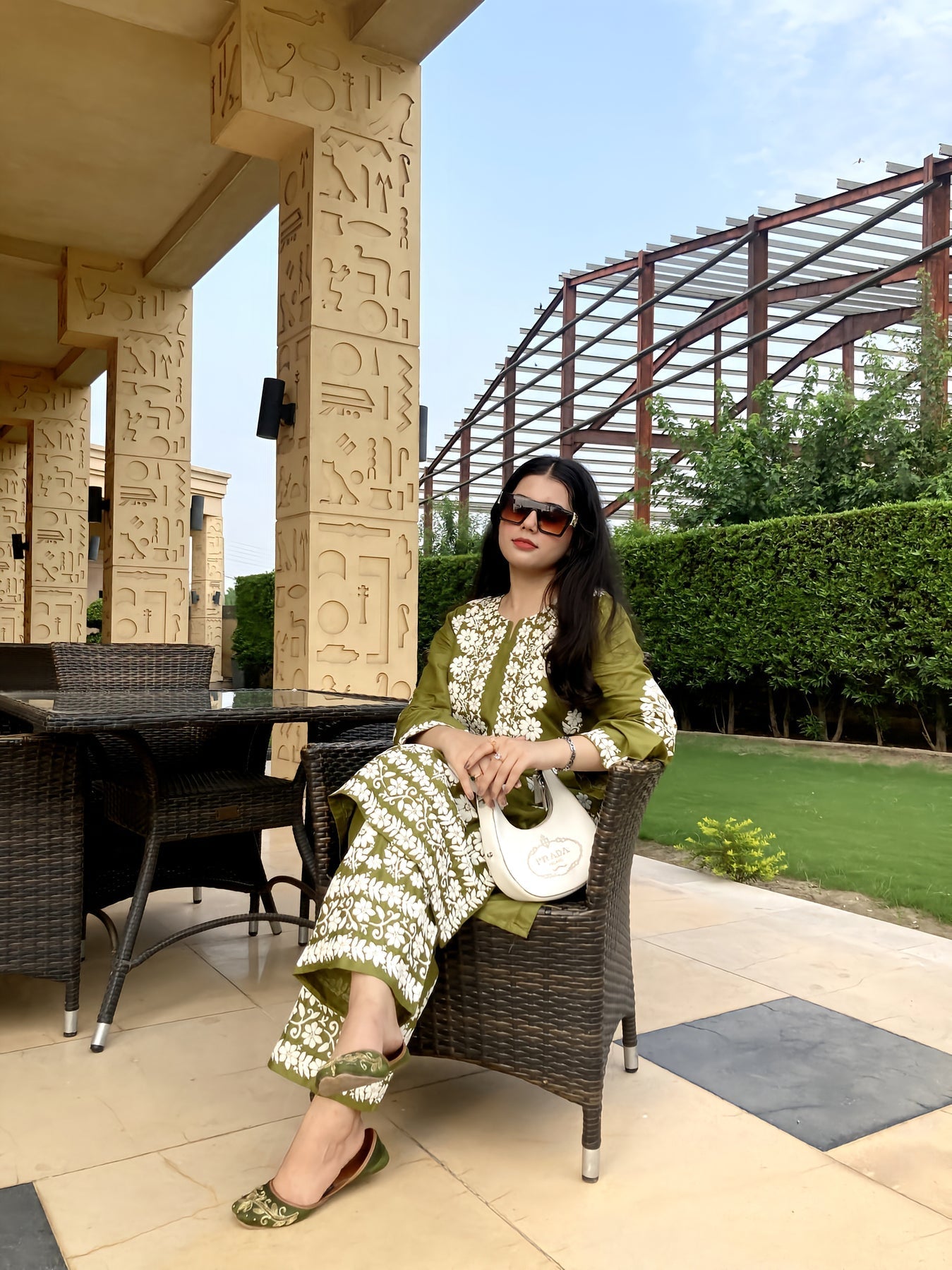 2 Pcs Women's Stitched Linen Chikankari Embroidered Shirt and Trouser