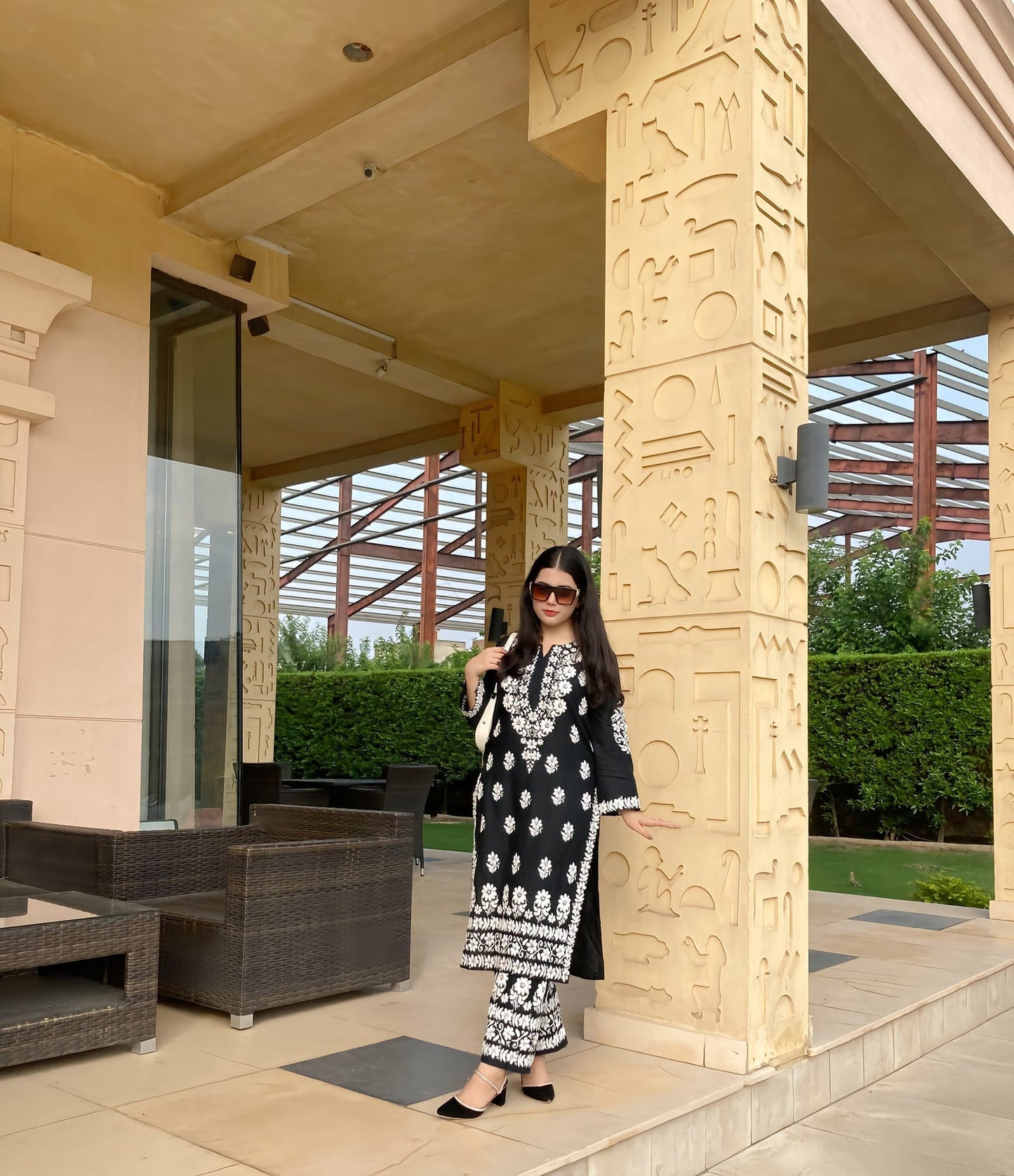 2 Pcs Women's Stitched Linen Chikankari Embroidered Shirt and Trouser