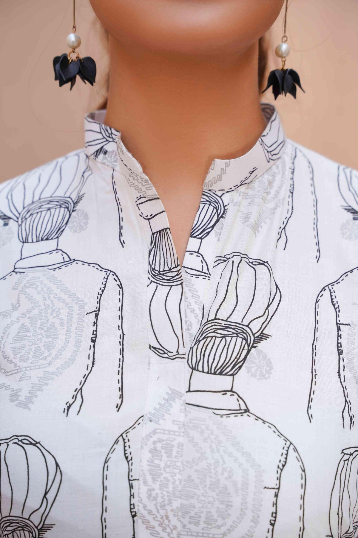 2 Pcs Women's Stitched Linen Block Printed Shirt and Trouser