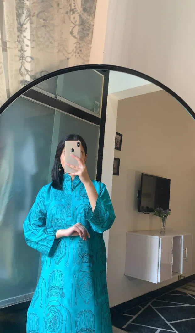 2 Pcs Women's Stitched Linen Block Printed Shirt and Trouser