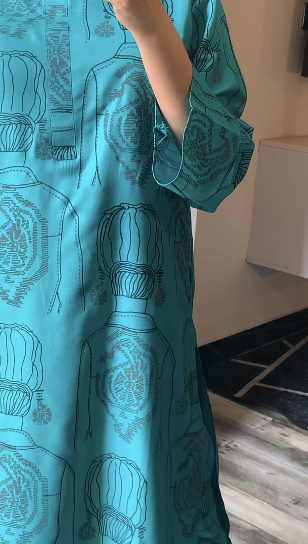 2 Pcs Women's Stitched Linen Block Printed Shirt and Trouser