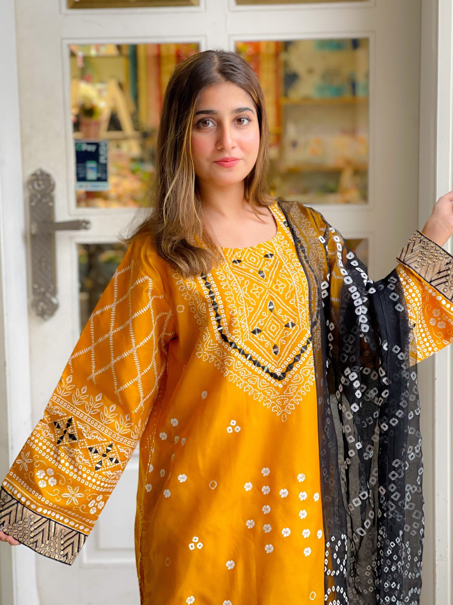 3 Pcs Women's Stitched Katan Silk Printed Suit