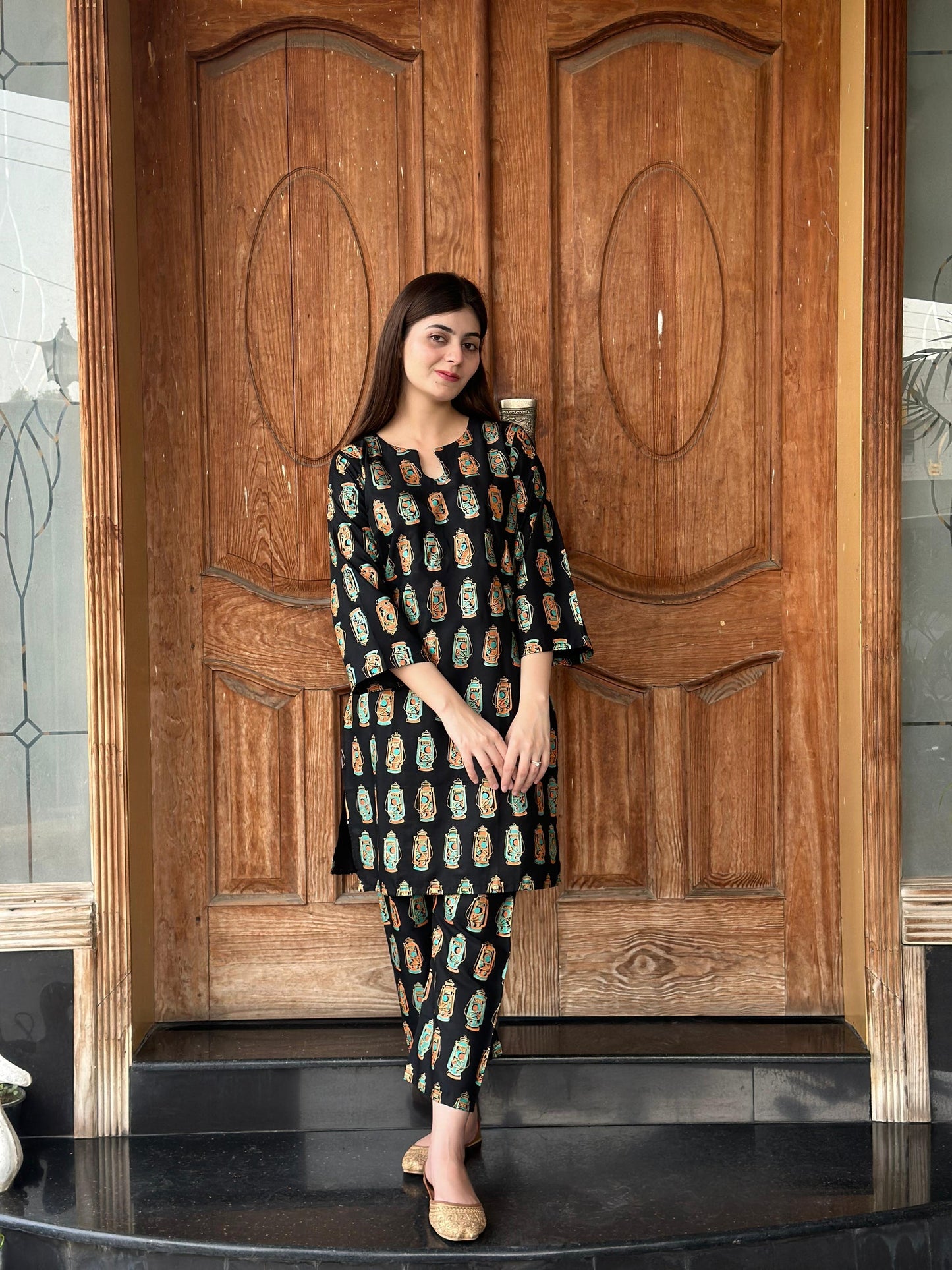 2 Pcs Women's Stitched Arabic Lawn Printed Shirt And Trouser