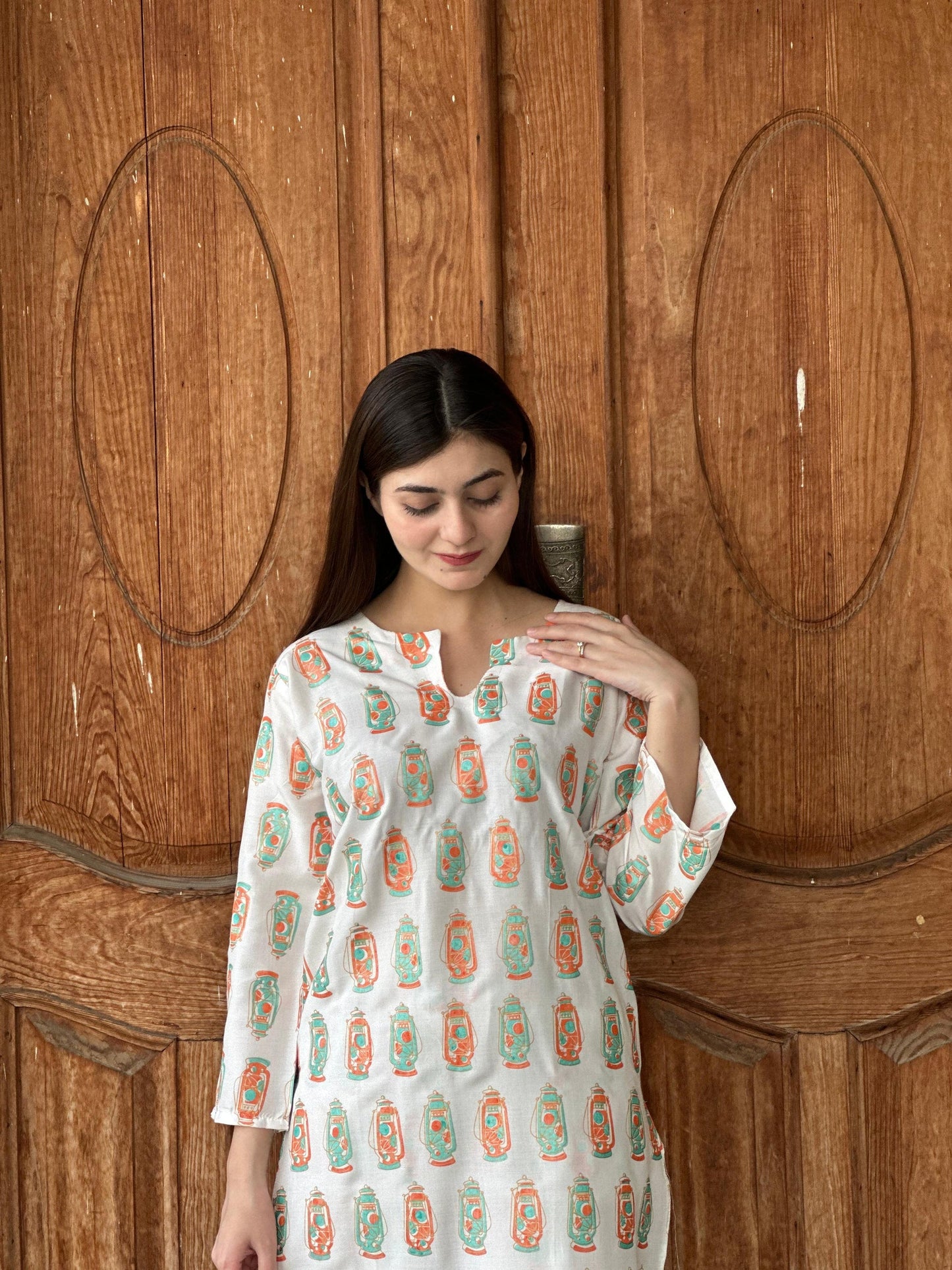 2 Pcs Women's Stitched Arabic Lawn Printed Shirt And Trouser