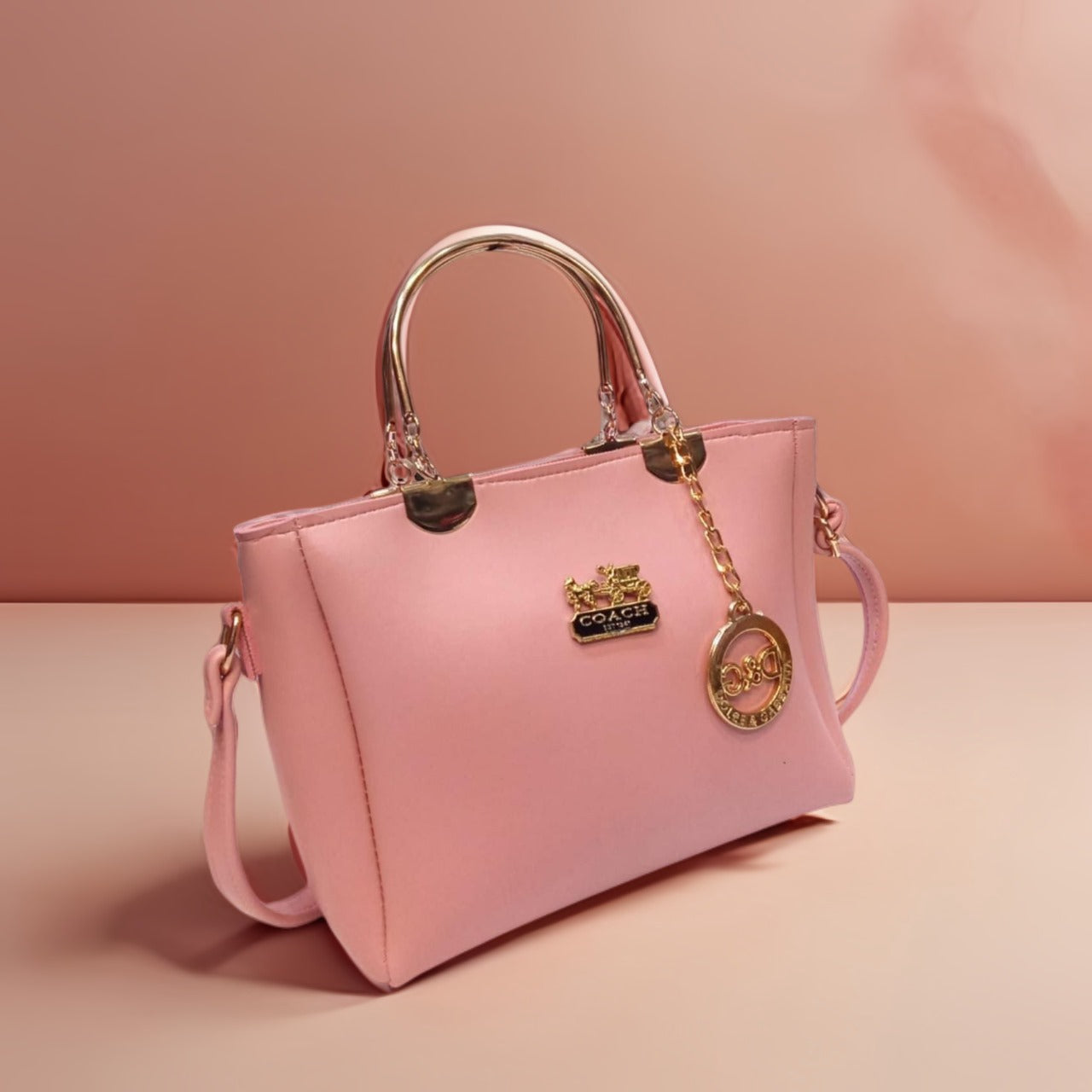 Coach Shoulder Bag with Brand Keychain