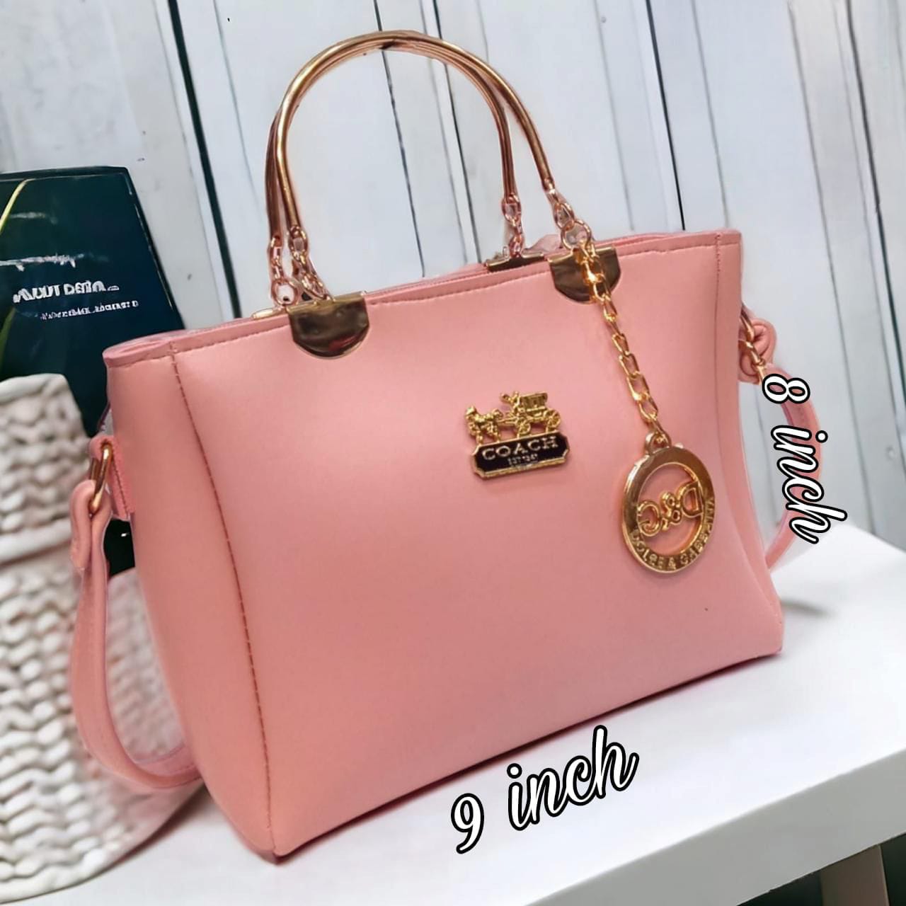 Coach Shoulder Bag with Brand Keychain