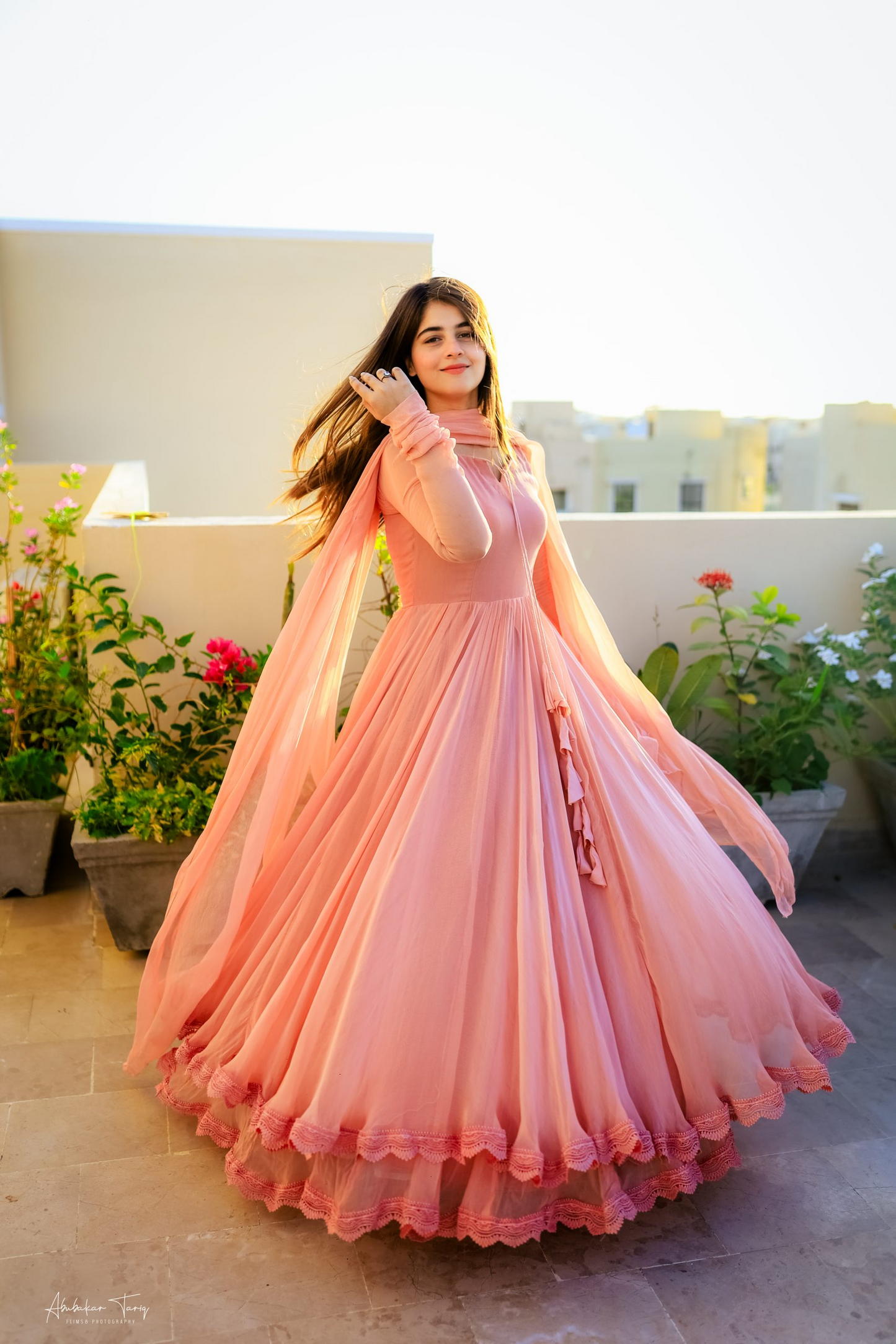 Party Wear Long Gown β 3 Pcs Women's Stitched Chiffon Plain Suit