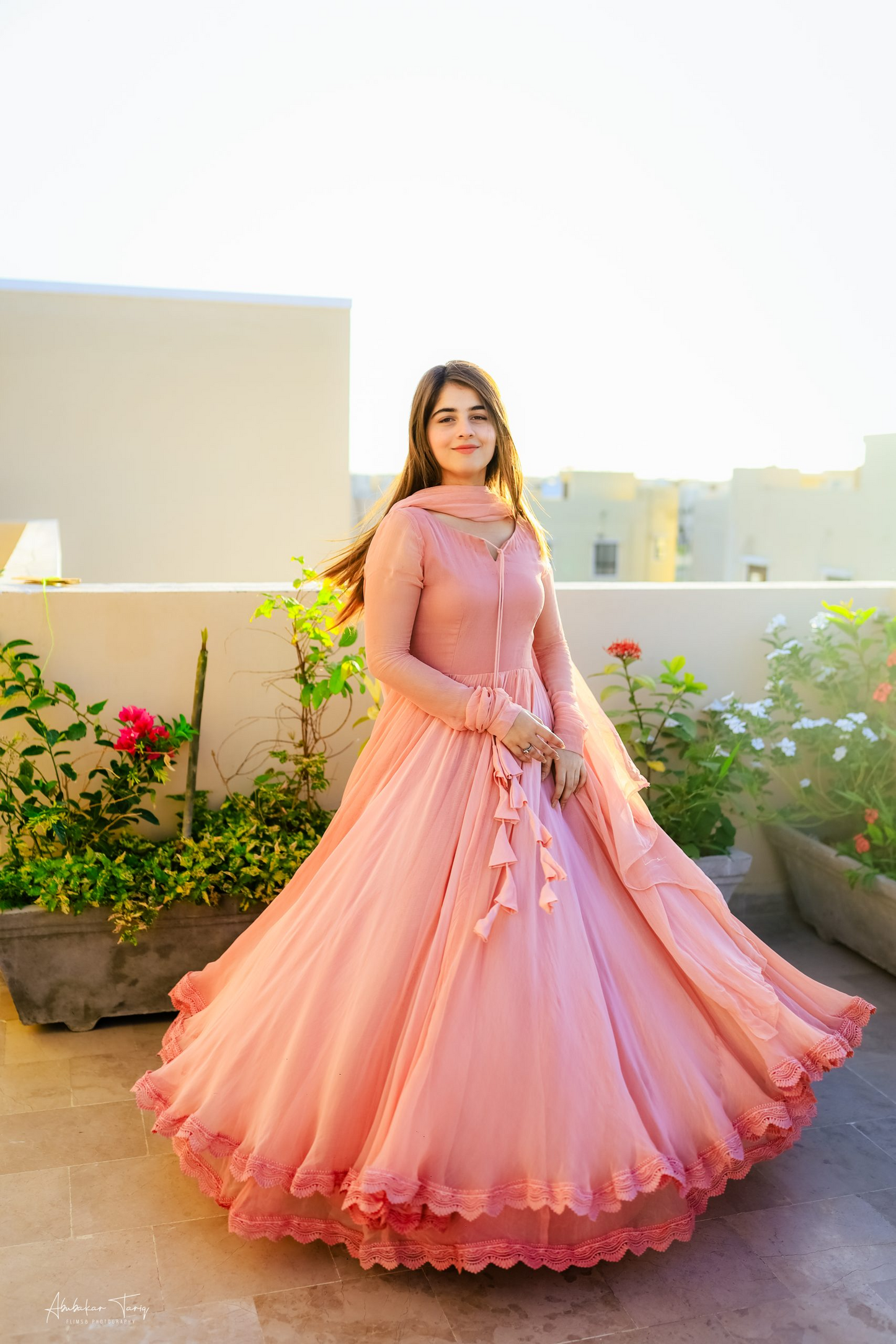 Party Wear Long Gown β 3 Pcs Women's Stitched Chiffon Plain Suit