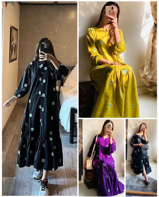 FLORUM - New Embroidered Long FrockaFLORUM - New Embroidered Long Frock