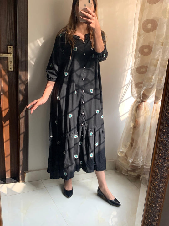 FLORUM - New Embroidered Long FrockaFLORUM - New Embroidered Long Frock
