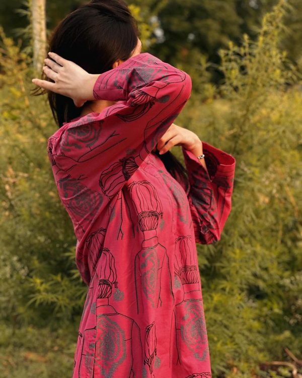 2 Pcs Women's Stitched Linen Block Printed Shirt and Trouser