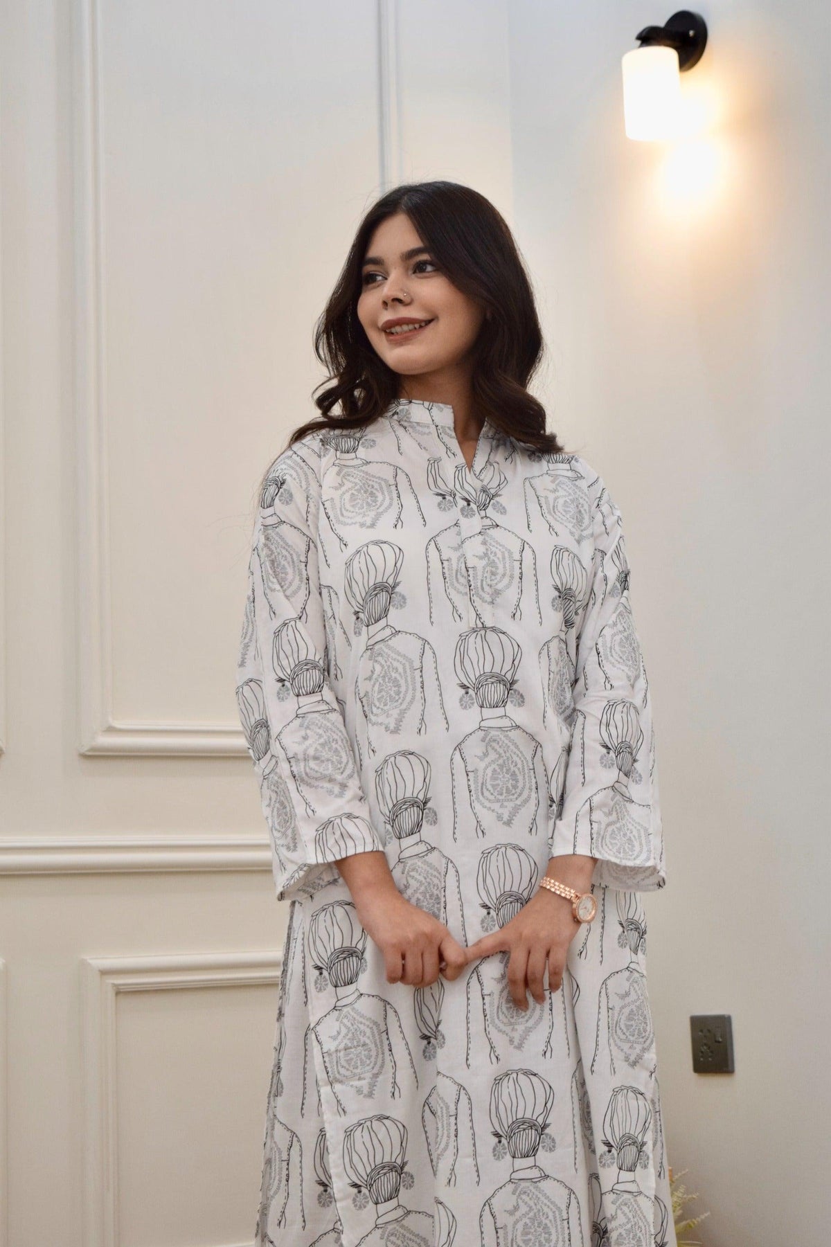 2 Pcs Women's Stitched Linen Block Printed Shirt and Trouser