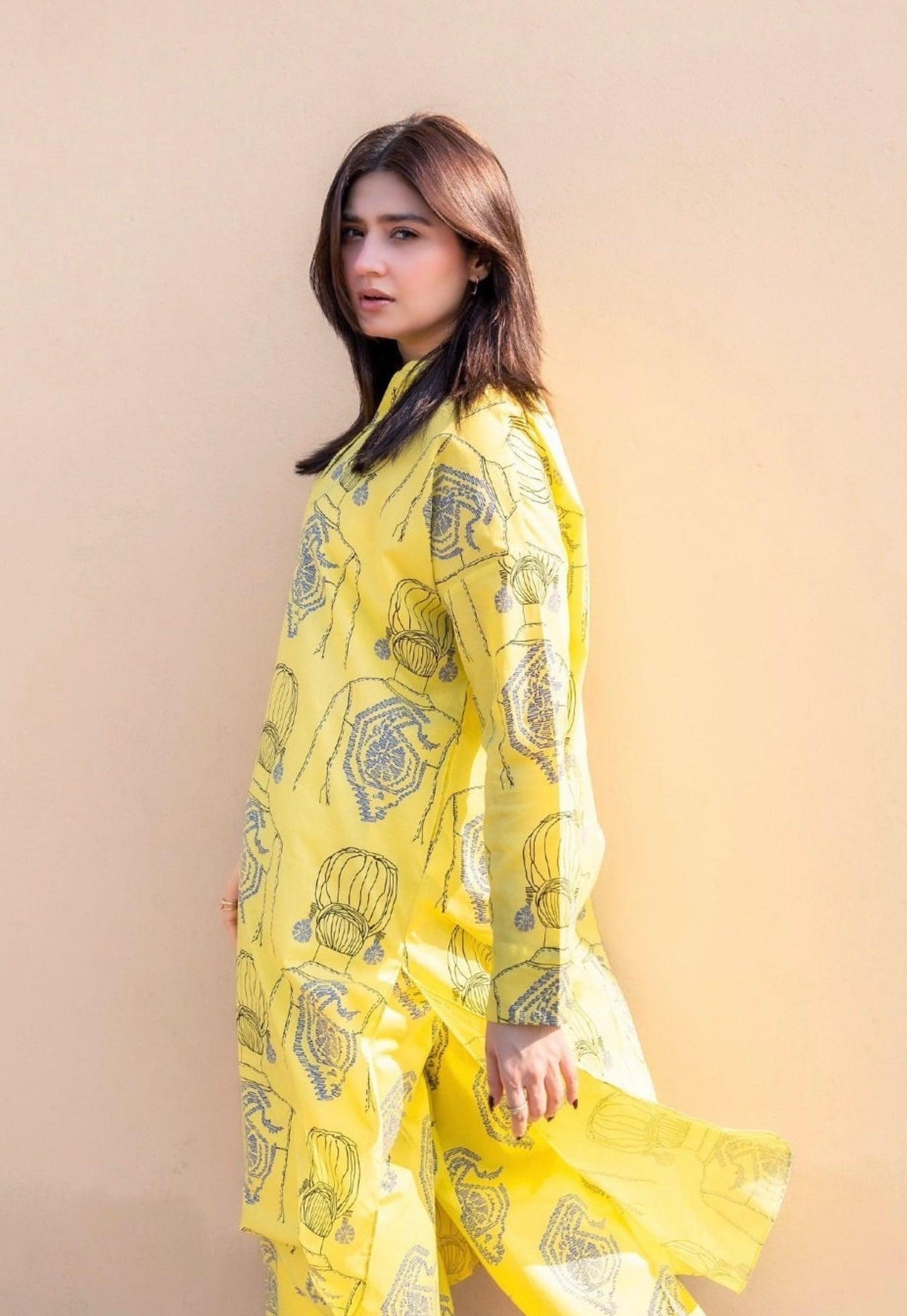 2 Pcs Women's Stitched Linen Block Printed Shirt and Trouser