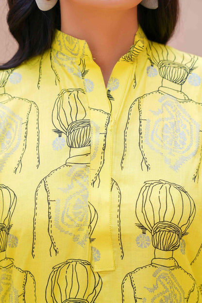 2 Pcs Women's Stitched Linen Block Printed Shirt and Trouser
