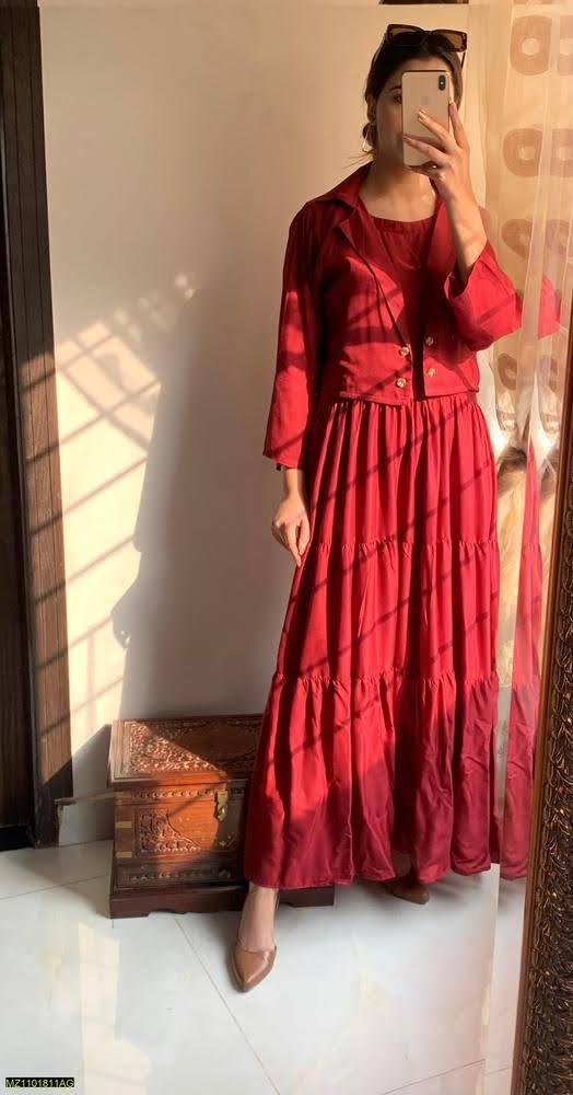 Women’s Stitched Embroidered Maxi with Jacket