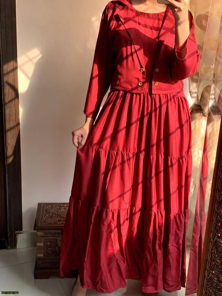 Women’s Stitched Embroidered Maxi with Jacket